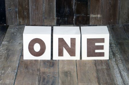 Set of three white one-two cubes