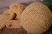 Light brown smooth mohair wrap and hat set