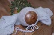 Sky blue mohair wrap and hat set