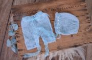 Sky blue mohair set with ribbons