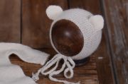 White mohair pyjama and hat set