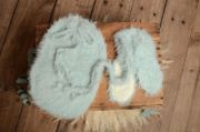 Baby blue rabbit sack and hat set