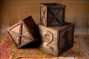 Set of three brown stacking cubes