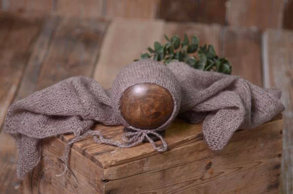 Mink mohair wrap and hat set