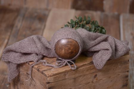 Mink mohair wrap and hat set