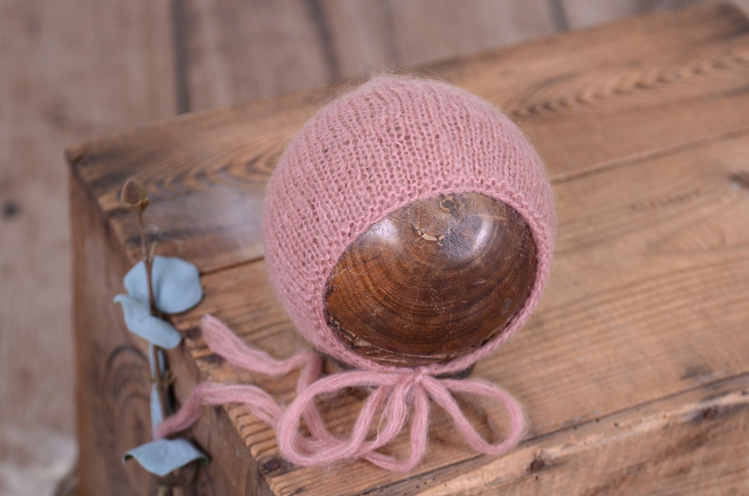 Capota de angora rosa palo