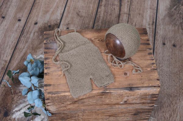 Mink mohair hat and dungaree set