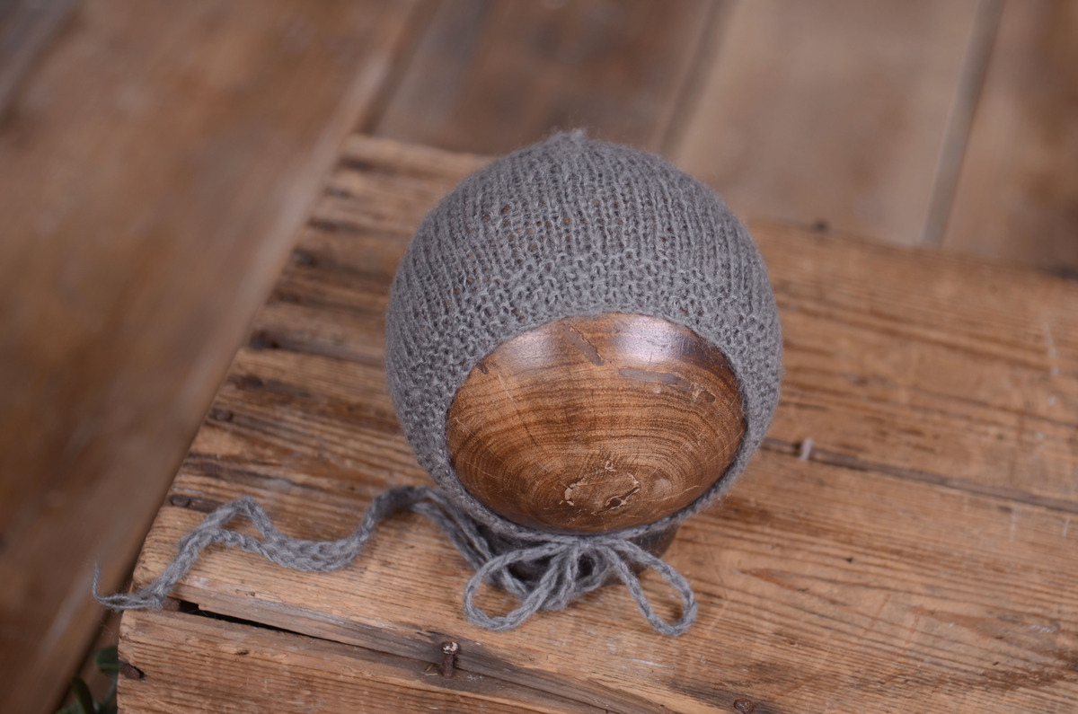 Gorro de angora liso gris