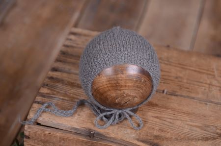 Grey smooth mohair hat