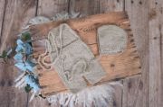 Grey mohair hat and dungaree set