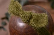 Olive green mohair headband with bow