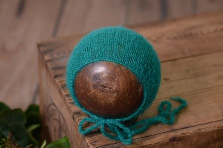 Mütze aus Angorawolle in Blaugrün