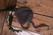 Dark grey smooth mohair hat