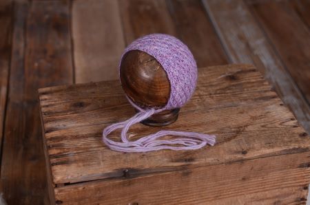 Purple multicoloured mohair hat