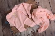 Pink stitch pyjamas, hat, and wrap set