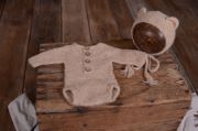 Brown mohair bodysuit and hat set