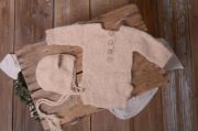 Brown mohair bodysuit and hat set