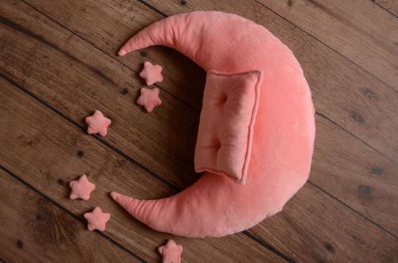 Light pink moon, pillow, and stars set