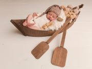 Brown rowboat