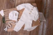 Light grey mohair pyjama and hat set