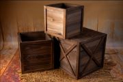 Set of three brown stacking cubes