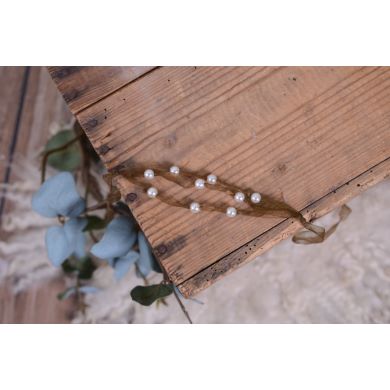 Mink organza headband with pearls
