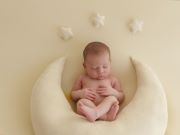 Set de lune, oreiller et étoiles blanc écru