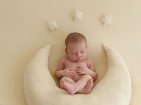 Set de lune, oreiller et étoiles blanc écru