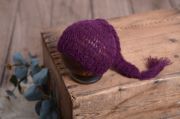 Bonnet long en mohair violet