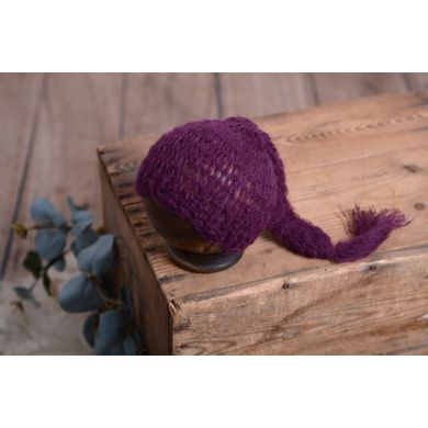 Lange Mütze aus Angorawolle - violett