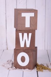 Set of three brown one-two cubes