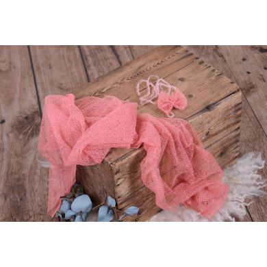 Dark pink mesh wrap and headband
