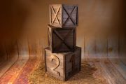 Set of three brown stacking cubes