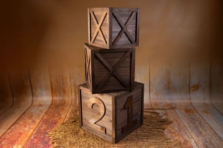 Set of three brown stacking cubes
