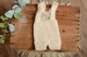White short mohair dungaree with a patch