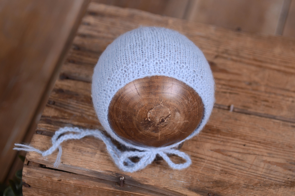 Gorro de angora liso celeste