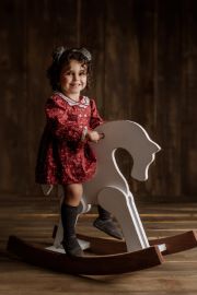 White and brown rocking horse