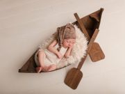 Brown rowboat