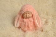 Conjunto de saco y gorro conejo rosa bebé