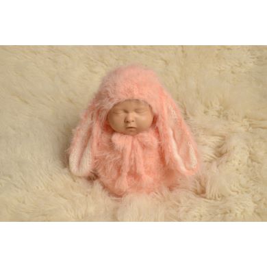 Baby pink rabbit sack and hat set
