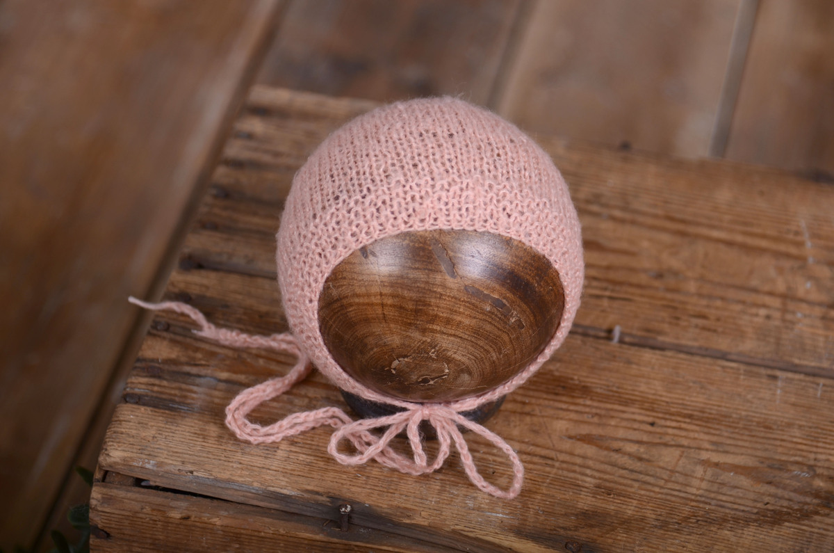 Gorro de angora liso salmón