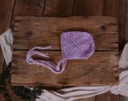 Purple multicoloured mohair hat