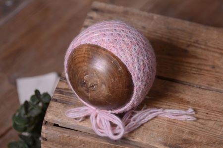 Pink multicoloured mohair hat