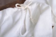 White stitch pyjamas, hat, and wrap set