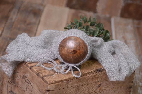 Grey mohair wrap and hat set
