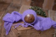 Lilac mohair wrap and hat set