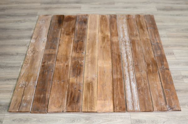 Two-coloured rustic wood plank flooring - 180 cm