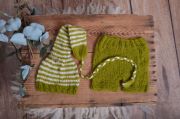 Olive green striped mohair set
