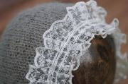 Grey mohair hat with lace