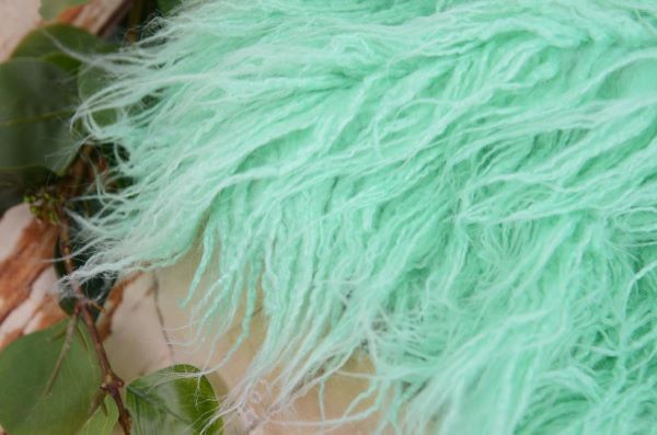Mint green extra long curly-hair blanket